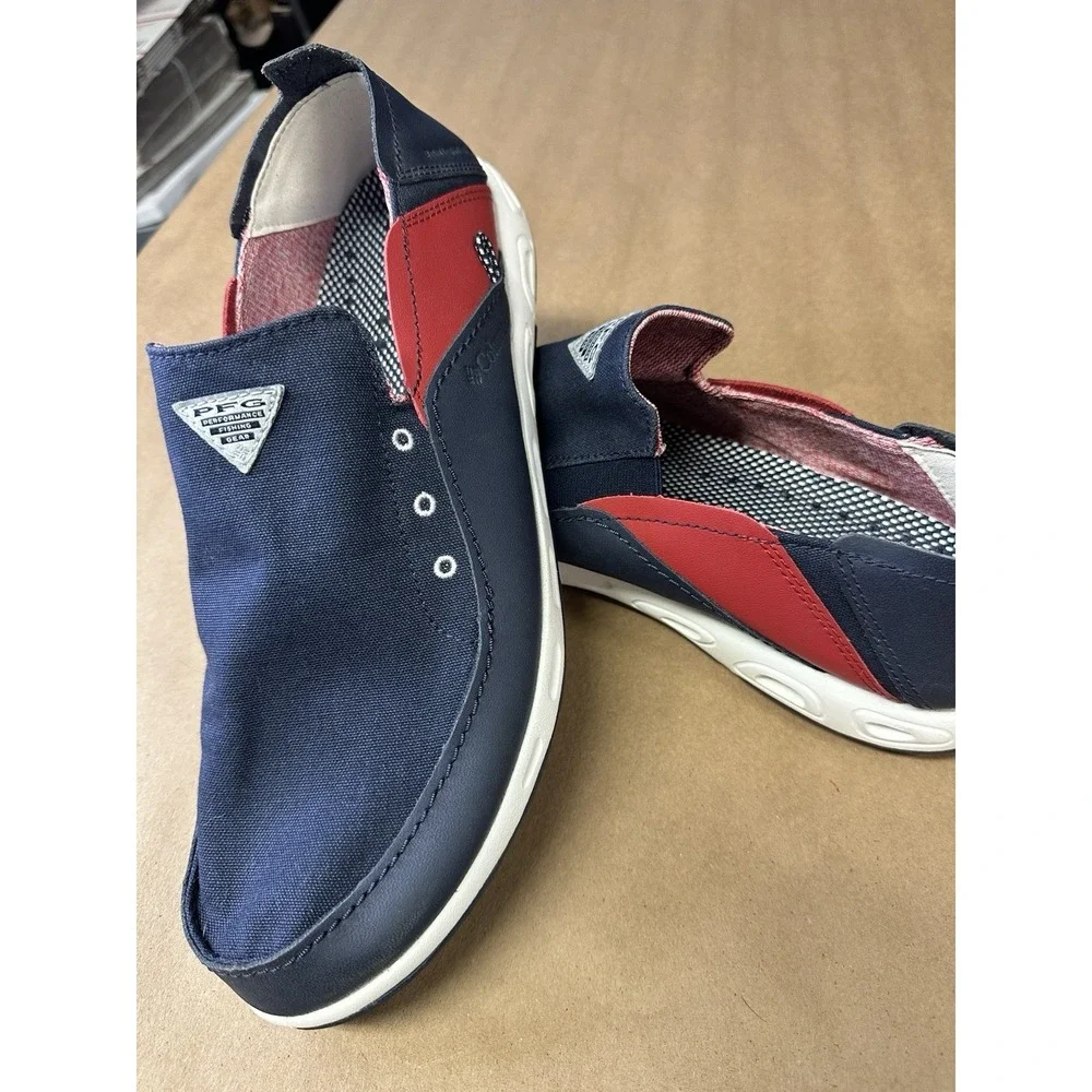 Columbia Bahama Vent PFG Slip On Boat Shoes Mens Size 12 Blue Red BM2663-468